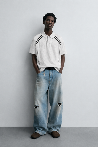 Rotimi Color-Block Straight-Shoulder Minimalist Polo