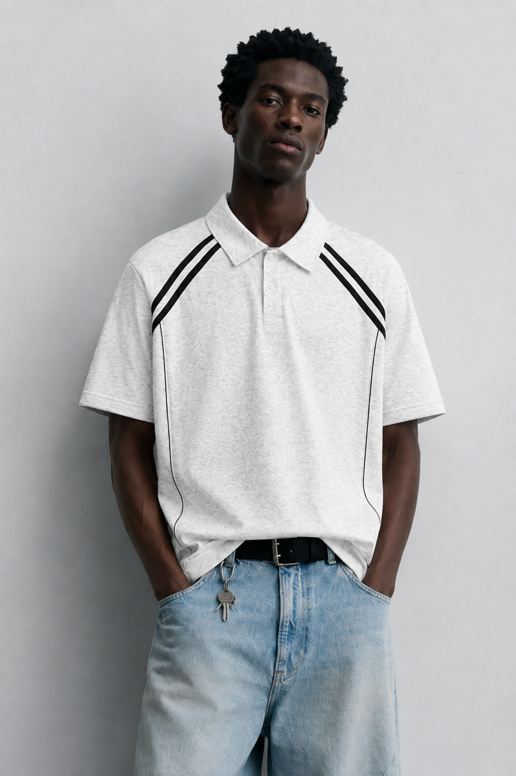 Rotimi Color-Block Straight-Shoulder Minimalist Polo