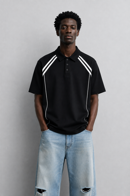 Rotimi Color-Block Straight-Shoulder Minimalist Polo