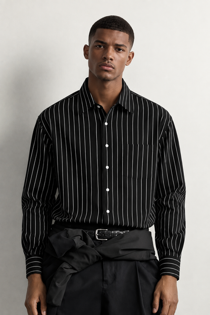 Kelechi Striped Cotton Button-Down Business Shirt