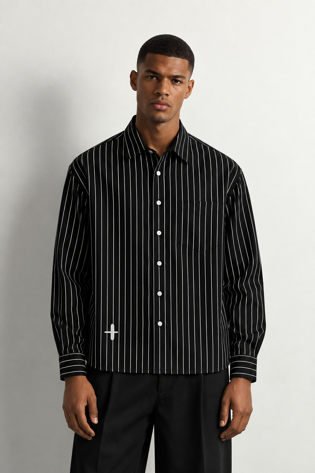 Kelechi Striped Cotton Button-Down Business Shirt