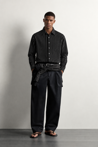 Kelechi Striped Cotton Button-Down Business Shirt
