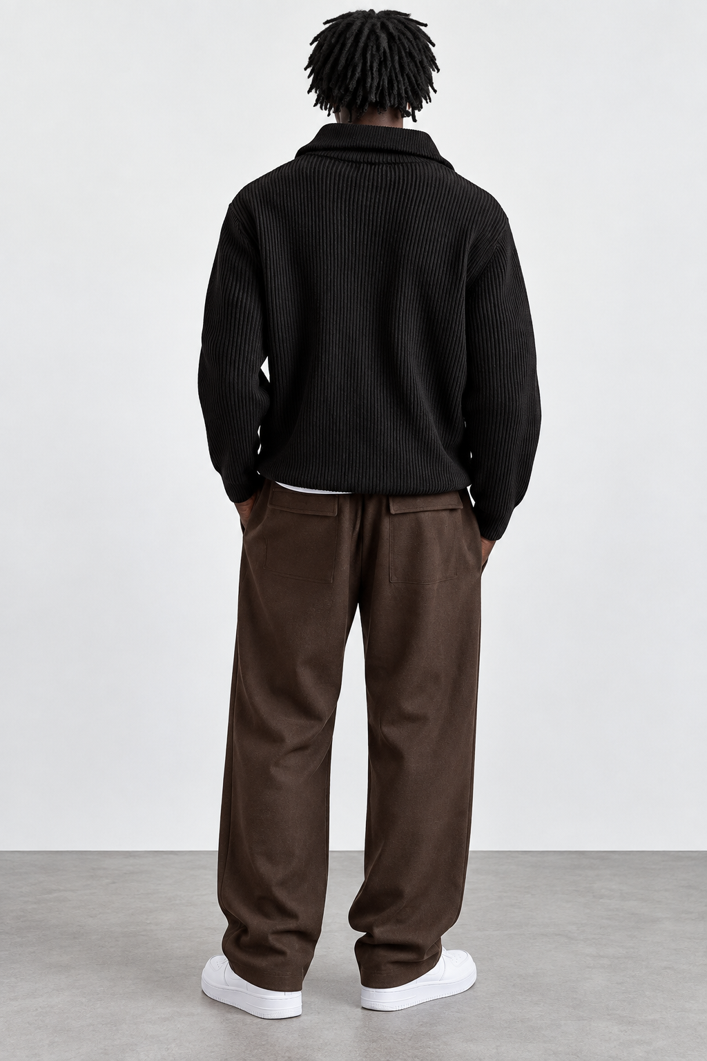 Chukwu Rib-Knit Turtleneck Zip-Up Cardigan