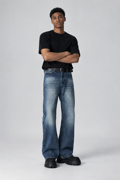 Kojo Stone-Washed Flare-Leg Slim Jeans