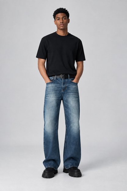 Kojo Stone-Washed Flare-Leg Slim Jeans
