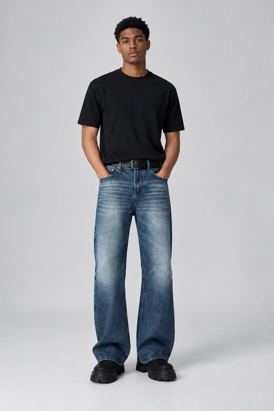 Kojo Stone-Washed Flare-Leg Slim Jeans