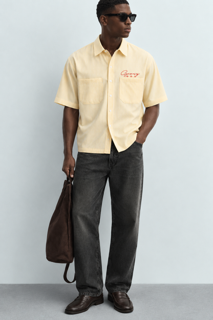 Bayo Boxy Oxford Embroidered Button-Down Shirt