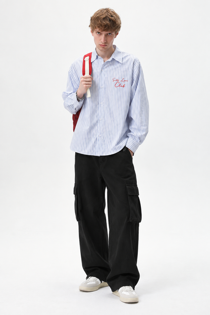 Yaw Vintage Striped Loose-Fit Long-Sleeve Shirt