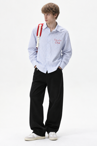 Yaw Vintage Striped Loose-Fit Long-Sleeve Shirt