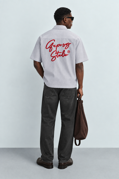Bayo Boxy Oxford Embroidered Button-Down Shirt