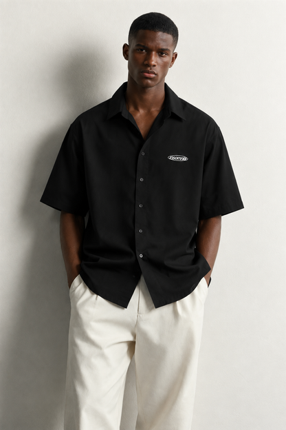 Nkem Cotton Boxy Short-Sleeve Streetwear Shirt