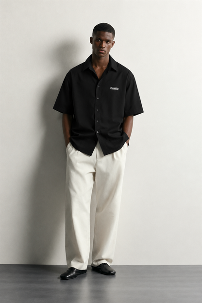 Nkem Cotton Boxy Short-Sleeve Streetwear Shirt