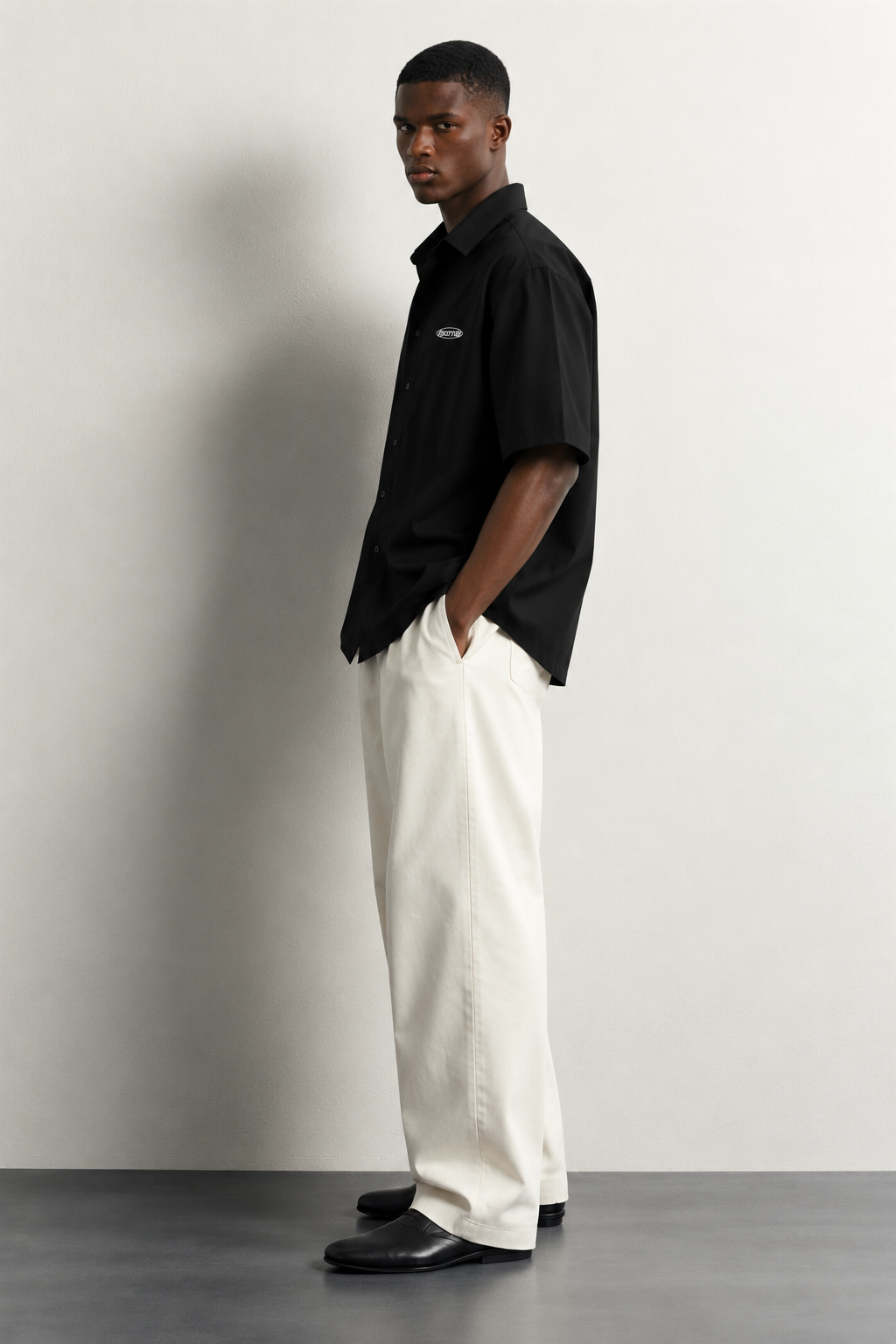Nkem Cotton Boxy Short-Sleeve Streetwear Shirt