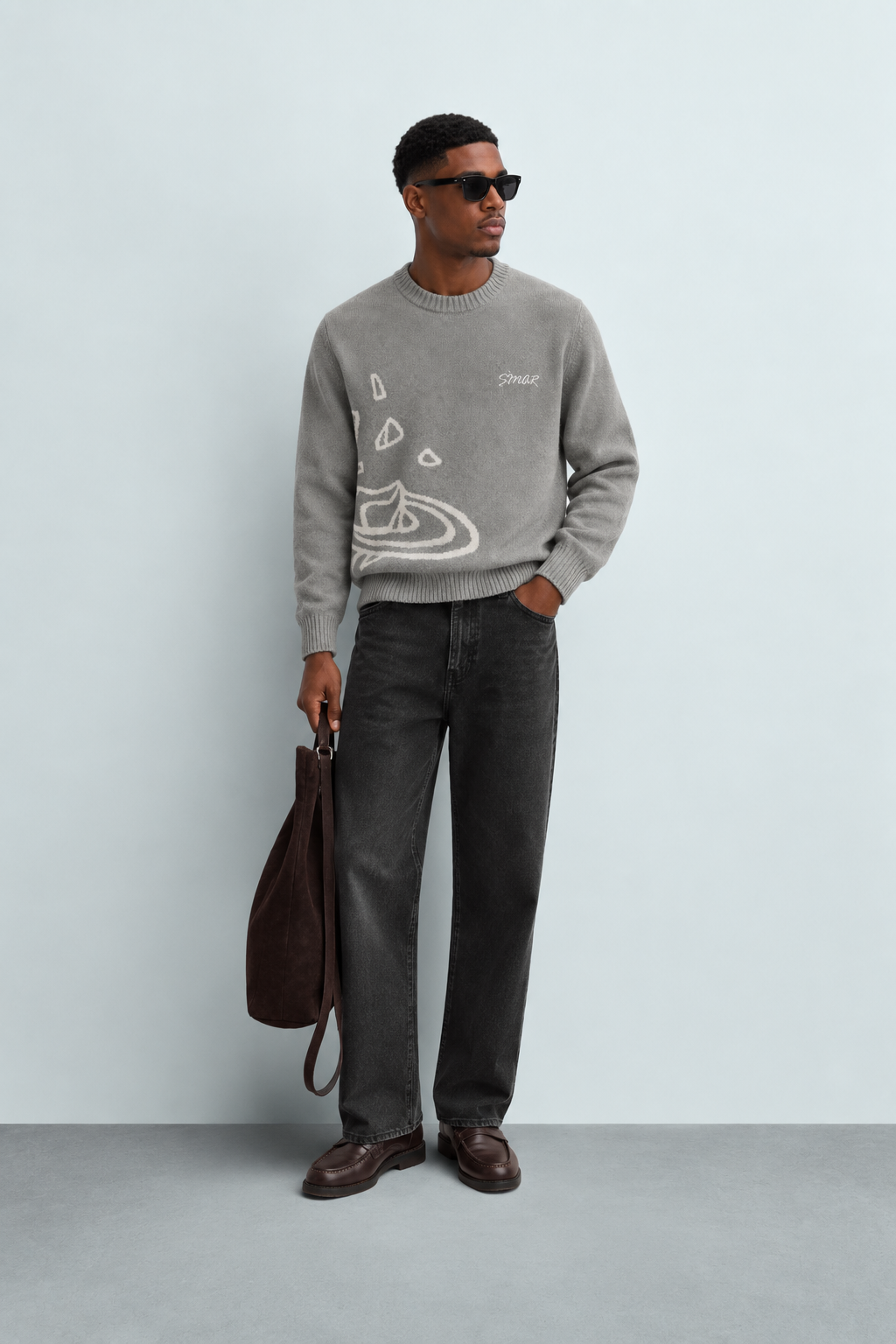 Femi Cotton Crew-Neck Long-Sleeve Knit Sweater