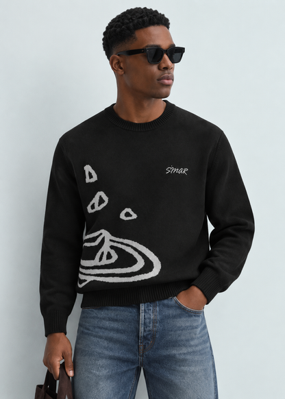 Femi Cotton Crew-Neck Long-Sleeve Knit Sweater