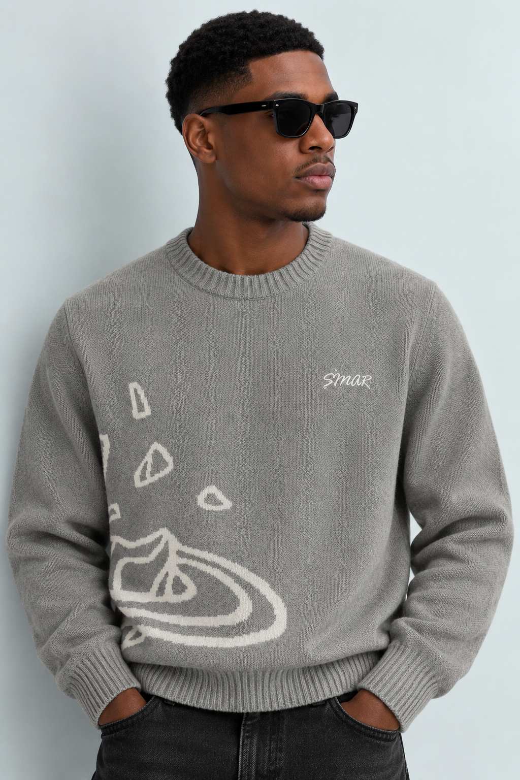 Femi Cotton Crew-Neck Long-Sleeve Knit Sweater