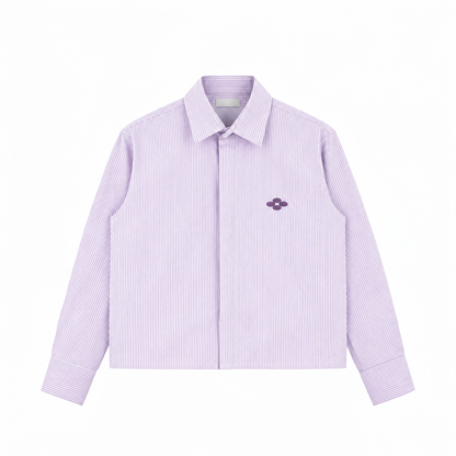 Ade Oxford Striped Hidden-Placket Long-Sleeve Shirt
