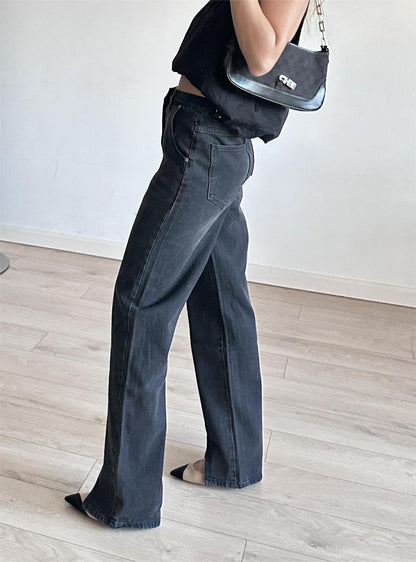 Sefina Front-Slit High-Waist Jeans
