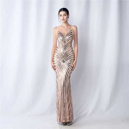 Zelina Beaded Sling Event Dress