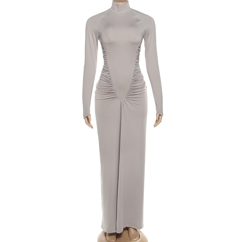Robe plissée à col montant Zihana
