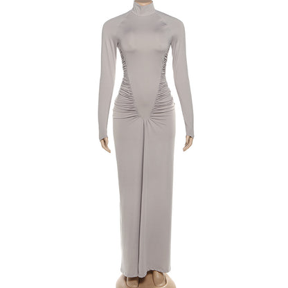 Robe plissée à col montant Zihana