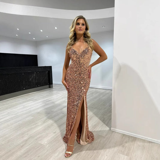 Nalika Sequined Sling Maxi Dress