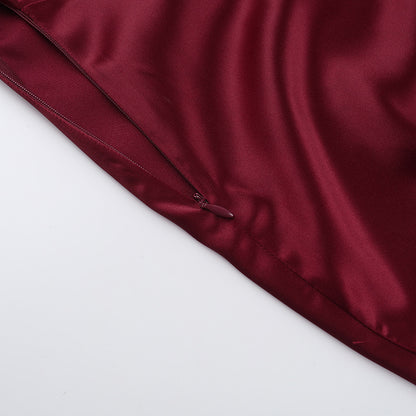 Zuri Backless Halter Satin Maxi Dress