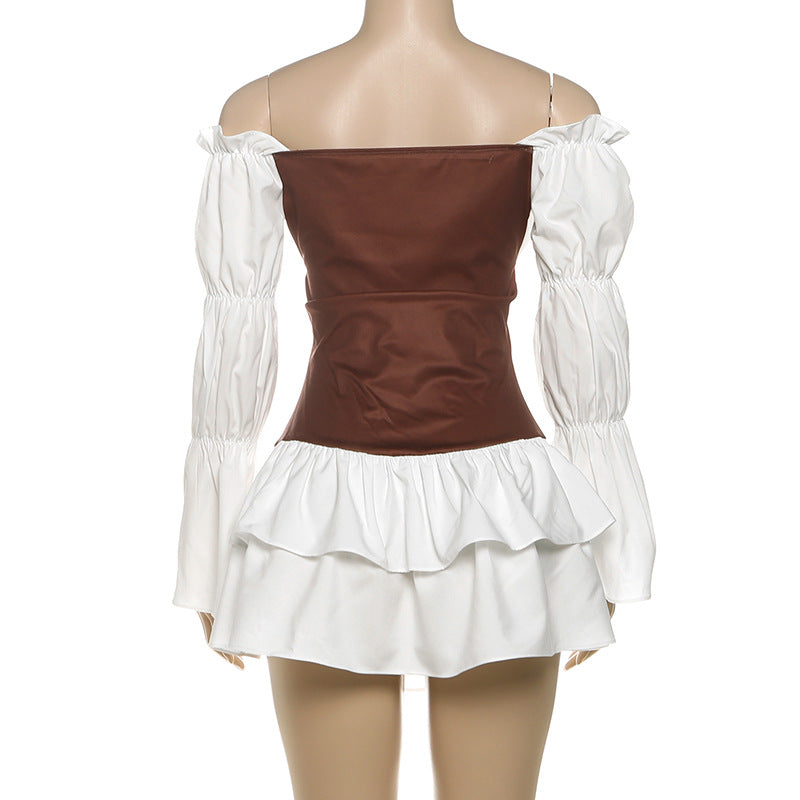 Zyara Contrast Off-Shoulder Dress