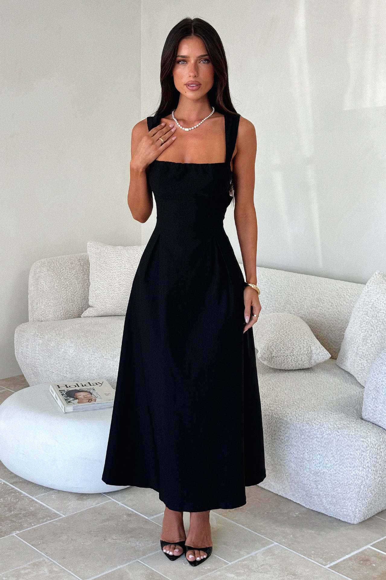 Office Vacation Waist Trimming Spaghetti Straps Dress Women Clothing Summer Independent