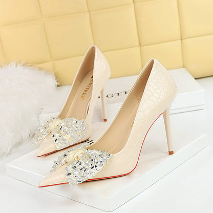 Tendai Rhinestone Bow Stiletto Pumps