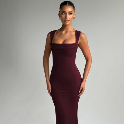 Robe cintrée à col carré Amaya