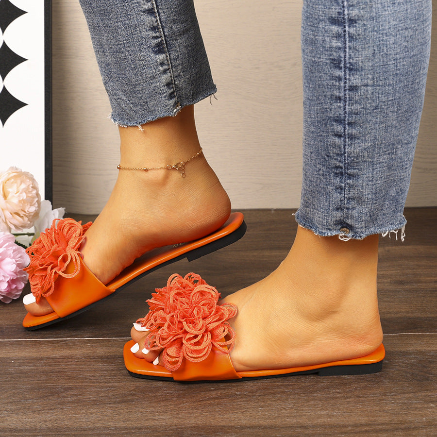 Zahira Floral Flat Slippers
