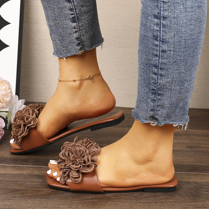 Zahira Floral Flat Slippers