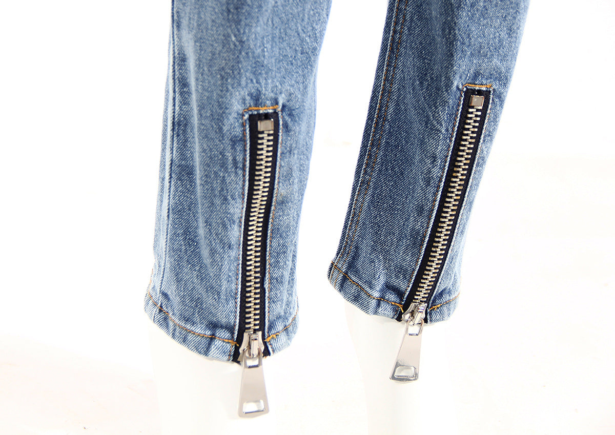 Jean slim taille haute Ayomi à fermeture éclair