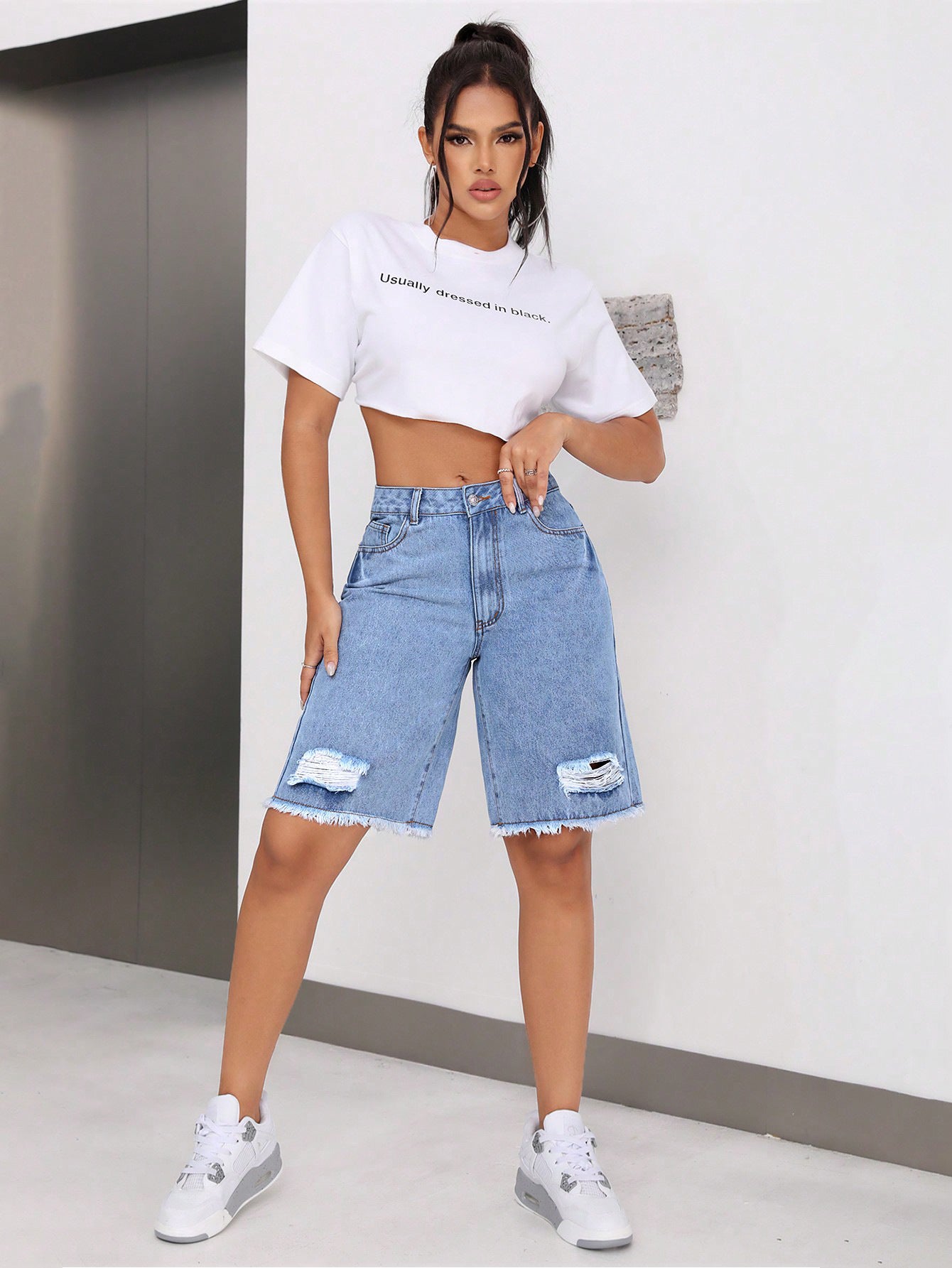 Pantalon en jean déchiré Talia