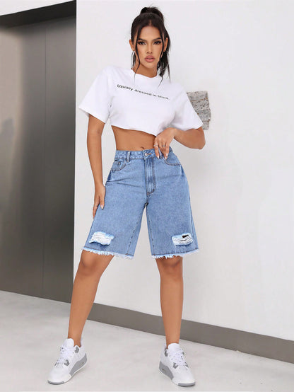 Pantalon en jean déchiré Talia