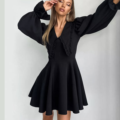 Adira Black Bell-Sleeve Dress