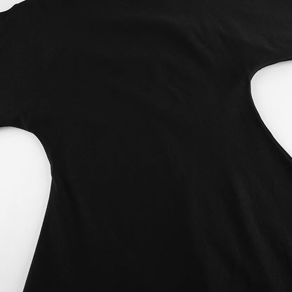 Niche Design Black Short Sleeve Wide Waist Slimming Shirt Summer Office Elegant Top for Women