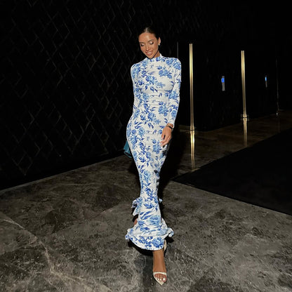 Sefira Printed Fishtail Dress