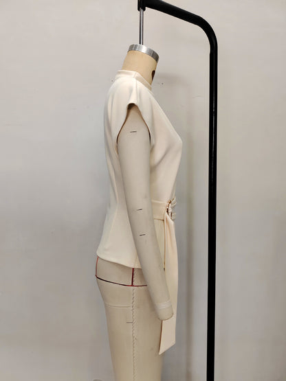 Saniya Cream Button Top