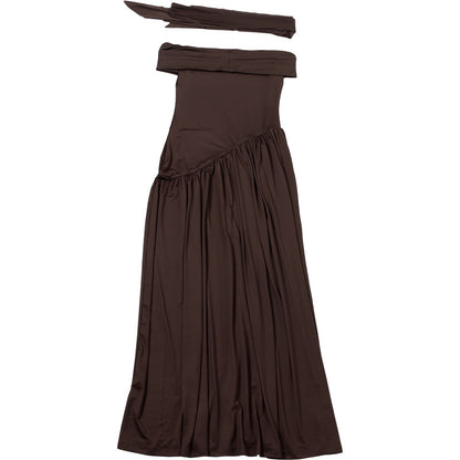 Robe Amira à col foulard fendue et dos nu