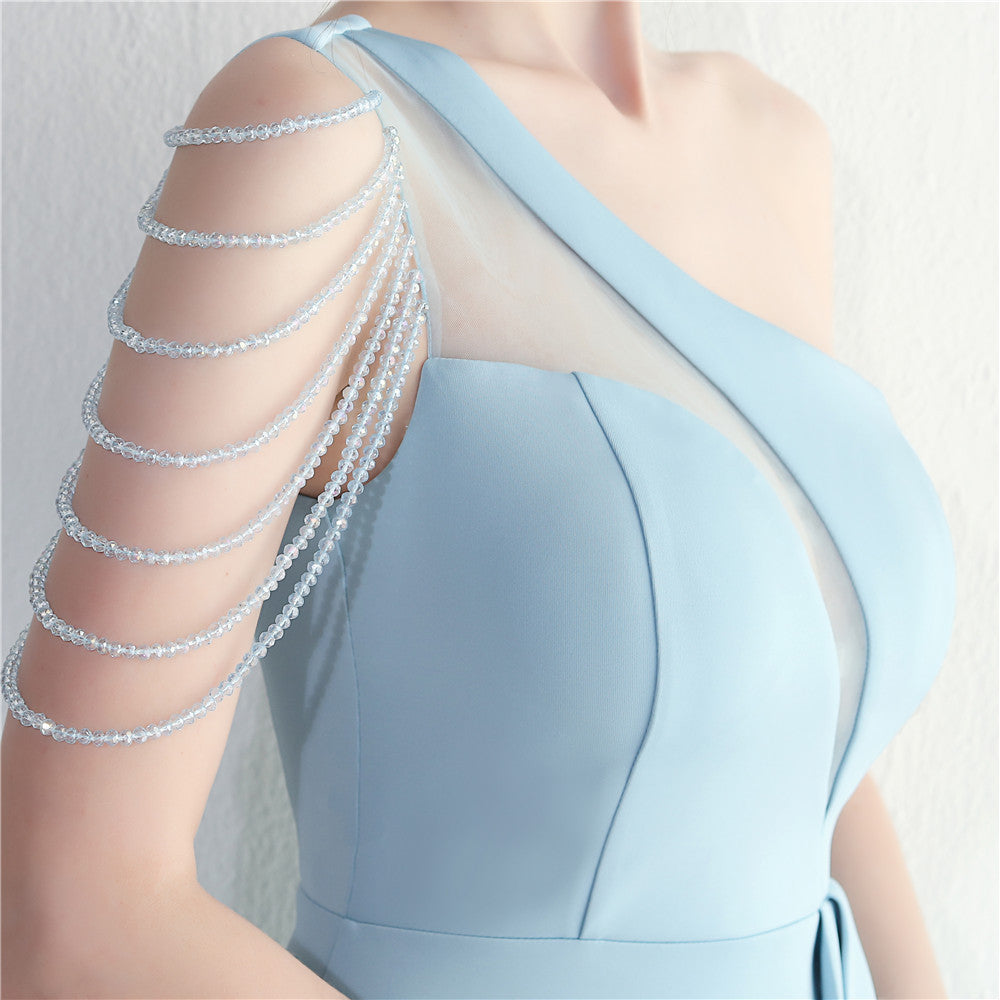 Zayla Beaded Mesh Split Dress