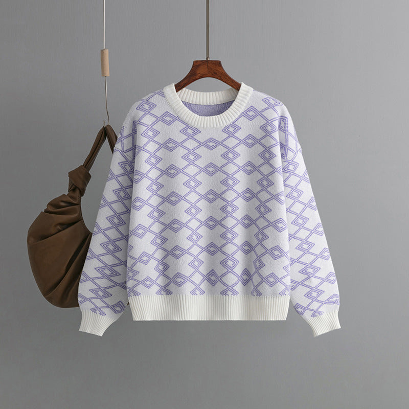 Makena Jacquard Round-Neck Sweater