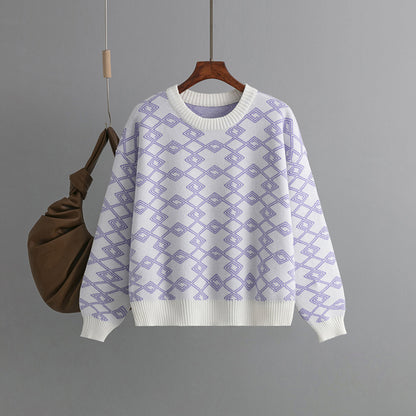 Makena Jacquard Round-Neck Sweater