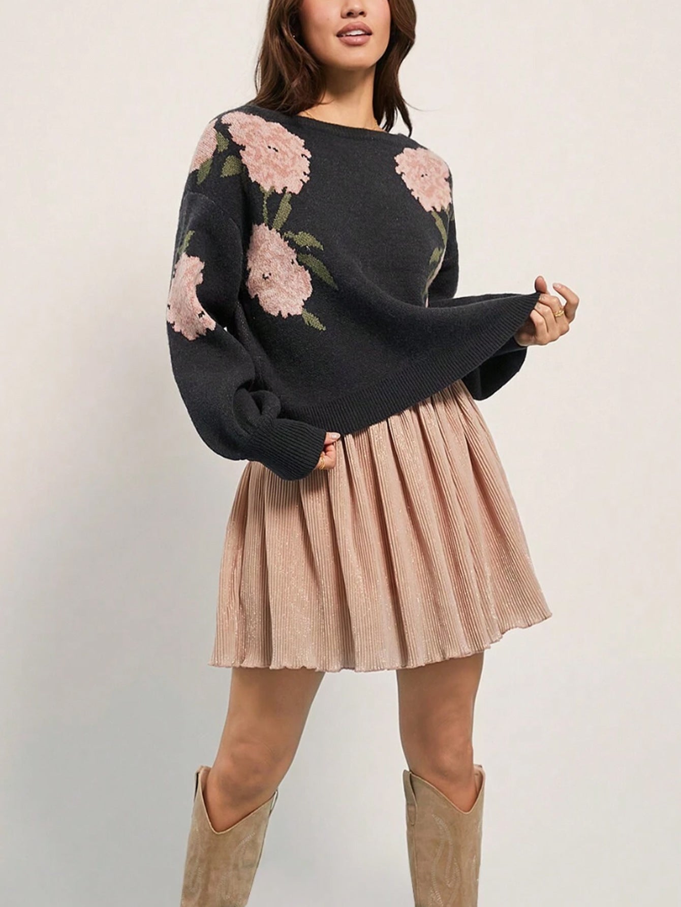 Afiya Floral Knit Sweater
