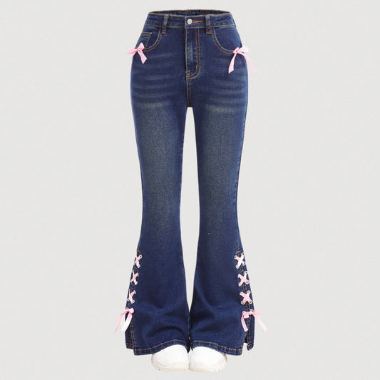 Zuri Bow Wide-Leg Jeans