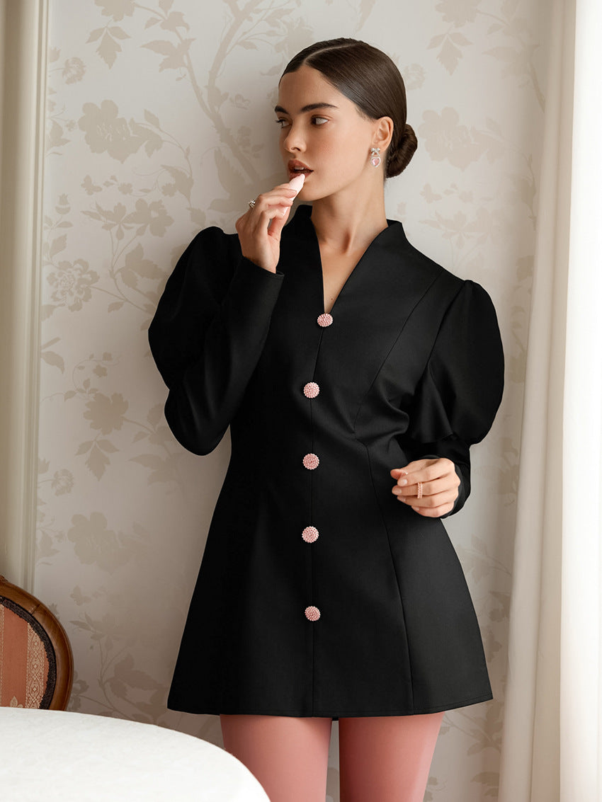 Robe de luxe Zefira noire trapèze