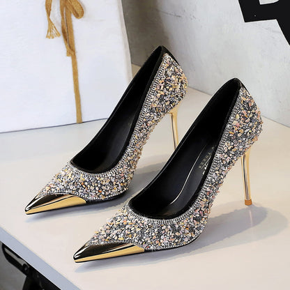 Tahlia Crystal Slip-On Stiletto Pumps