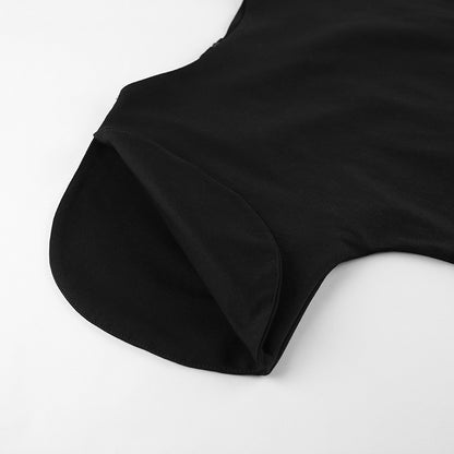 Niche Design Black Short Sleeve Wide Waist Slimming Shirt Summer Office Elegant Top for Women