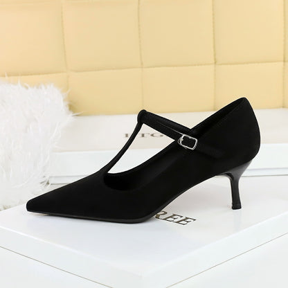 Ayodele T-Strap Suede Pumps